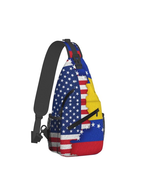 Women Men America Venezuelan Flag Sling Backpack Casual Shoulder Sling Bag Gym Travel Hiking Daypack