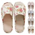 thumbnail image 1 of Women Men Anti-slip Cotton Linen Home Slippers Shoes Indoor Open Toe Flat Flip Flops, 1 of 7