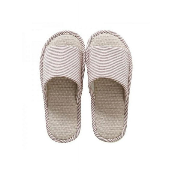 Women Men Anti-slip Linen Floral Slippers Home Indoor Summer Open Toe Flat Shoes Slippers Sandals