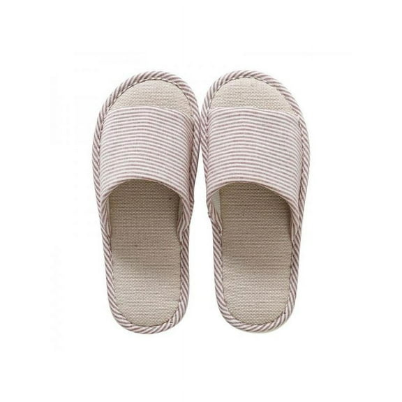 Women Men Anti-slip Linen Floral Slippers Home Indoor Summer Open Toe Flat Shoes Slippers Sandals