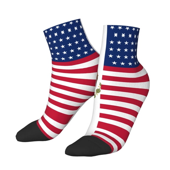 Women Men Athletic Socks America Mexican Flag Cushioned Quarter Ankle Socks
