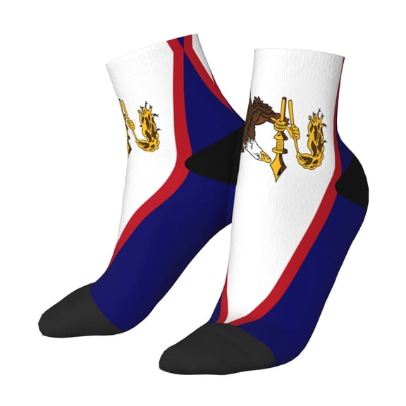 Women Men Athletic Socks America Samoa Flag Cushioned Quarter Ankle Socks