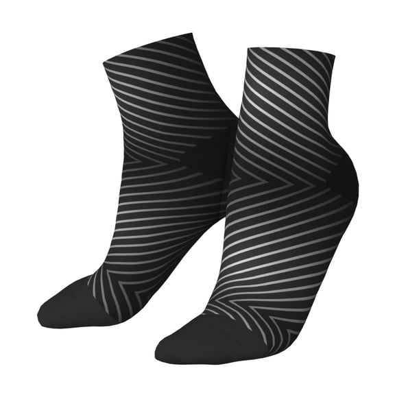 Women Men Athletic Socks Black Stripe Silver Cushioned Quarter Ankle Socks