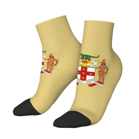 Women Men Athletic Socks Coat Of Arms Of Jamaica Cushioned Quarter Ankle Socks