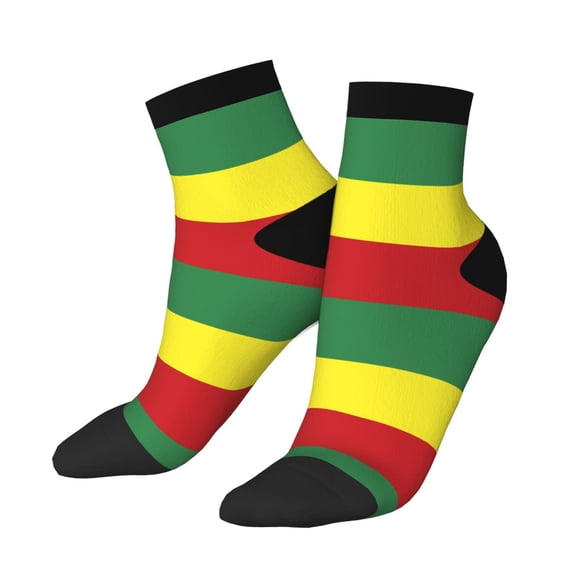 Women Men Athletic Socks Ethiopian Flag Cushioned Quarter Ankle Socks