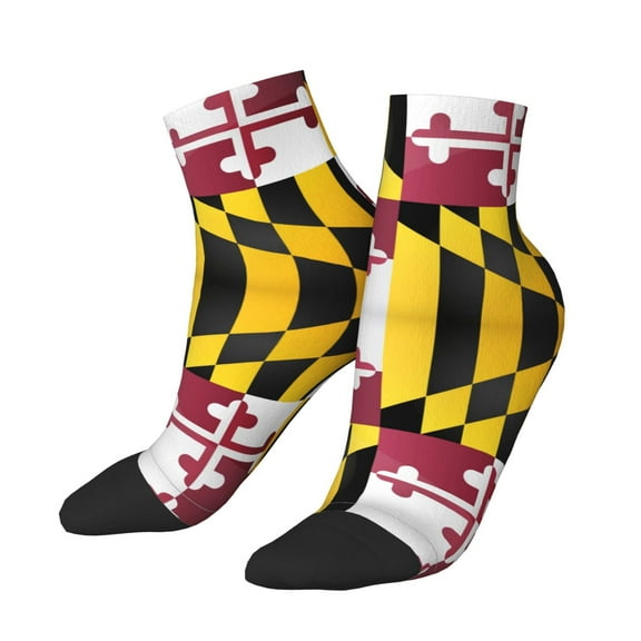 Women Men Athletic Socks Flag Of Maryland Cushioned Quarter Ankle Socks