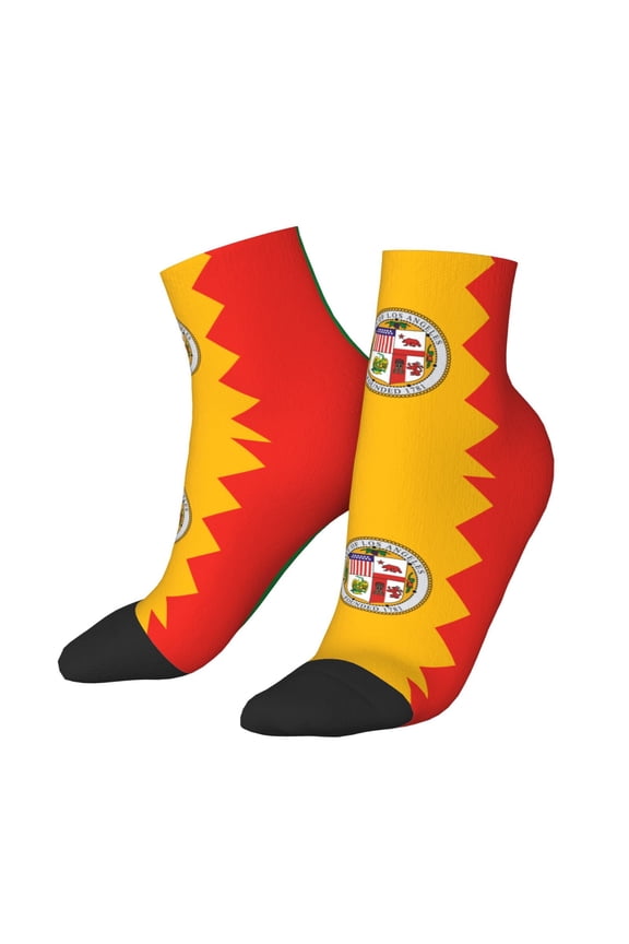 Women Men Athletic Socks Los Angeles California Flag Cushioned Quarter Ankle Socks