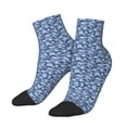 thumbnail image 1 of Women Men Athletic Socks Navy Digital Blue Camouflage Cushioned Quarter Ankle Socks, 1 of 7