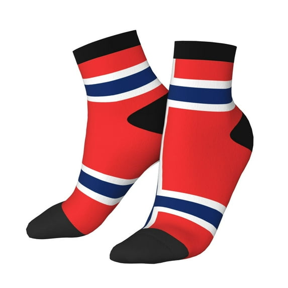 Women Men Athletic Socks Norway Flag Cushioned Quarter Ankle Socks