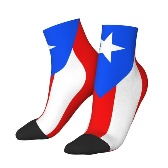 Women Men Athletic Socks Pr Puerto Rico-Flag Cushioned Quarter Ankle Socks