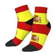 thumbnail image 1 of Women Men Athletic Socks Spanish Flag Cushioned Quarter Ankle Socks, 1 of 7