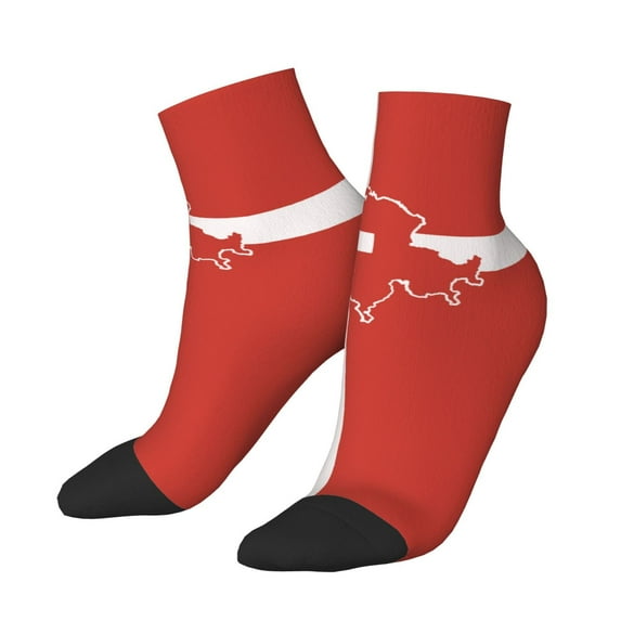 Women Men Athletic Socks Switzerland Swiss Map Flag Cushioned Quarter Ankle Socks