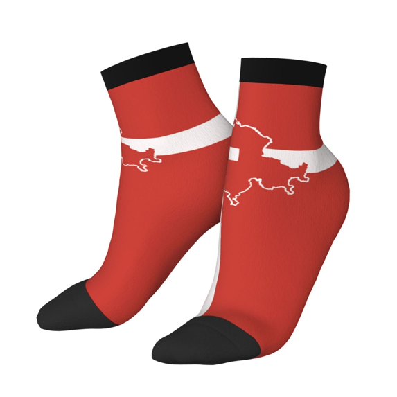 Women Men Athletic Socks Switzerland Swiss Map Flag Cushioned Quarter Ankle Socks
