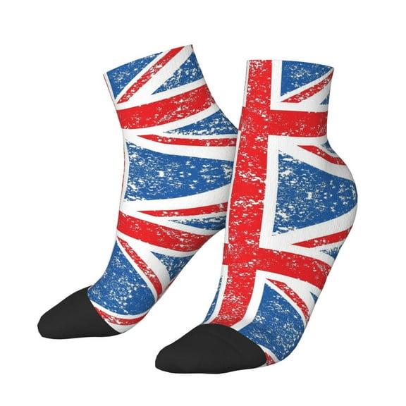 Women Men Athletic Socks Union Jack Flag Cushioned Quarter Ankle Socks