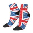thumbnail image 1 of Women Men Athletic Socks Union Jack Flag Cushioned Quarter Ankle Socks, 1 of 7