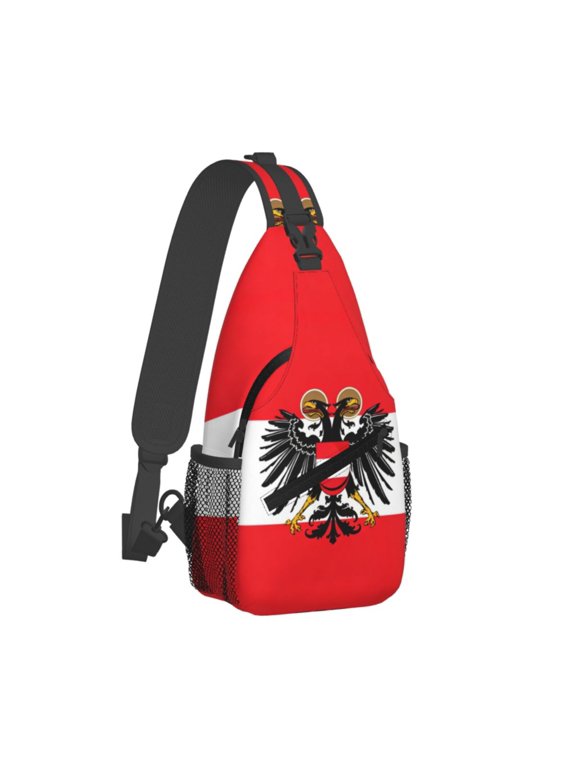 Women Men Austrian Flag Sling Backpack Casual Shoulder Sling Bag Gym Travel Hiking Daypack