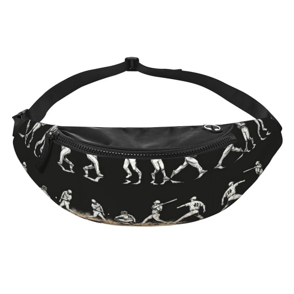 Women Men Baseball Players Print Fanny Pack Sling Crossbody Bag for Outdoor Travel Sports Hiking
