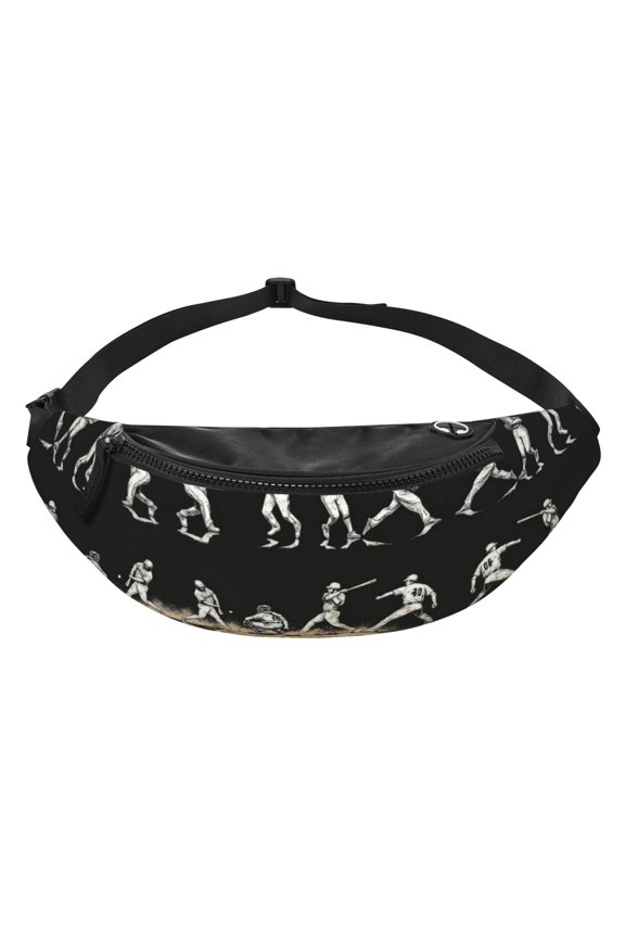 Women Men Baseball Players Print Fanny Pack Sling Crossbody Bag for Outdoor Travel Sports Hiking