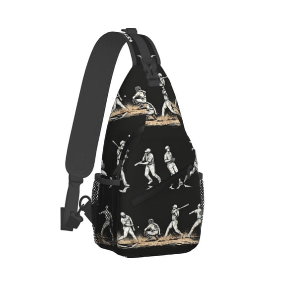 Women Men Baseball Players Print Sling Backpack Casual Shoulder Sling Bag Gym Travel Hiking Daypack