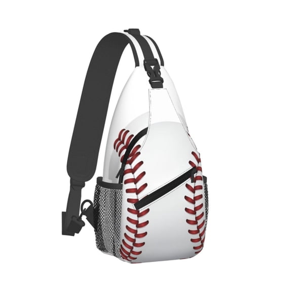 Women Men Baseball Red Lace Over White Crossbody Sling Bag Casual Chest Bakpack