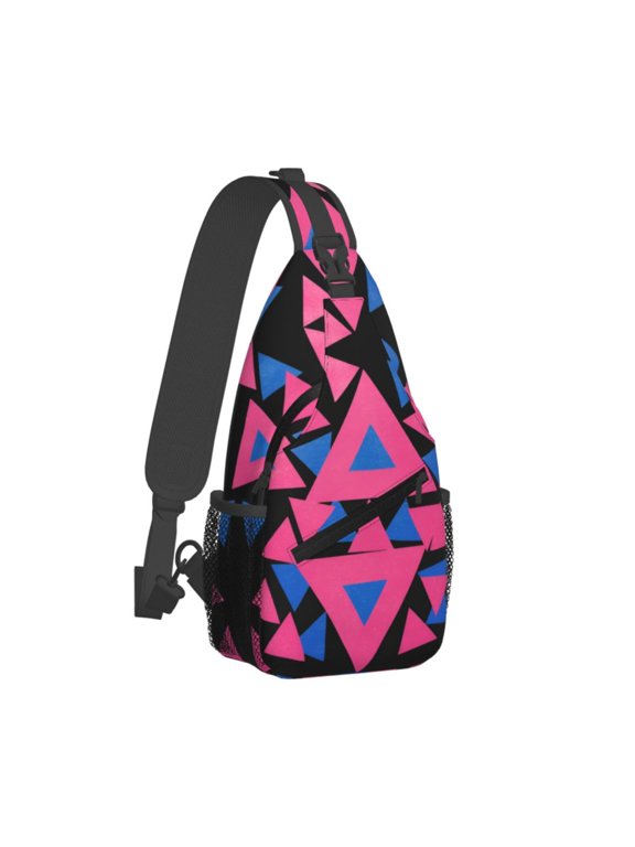 Women Men Bisexual Pride Triangles Flag Crossbody Sling Bag Casual Chest Bakpack