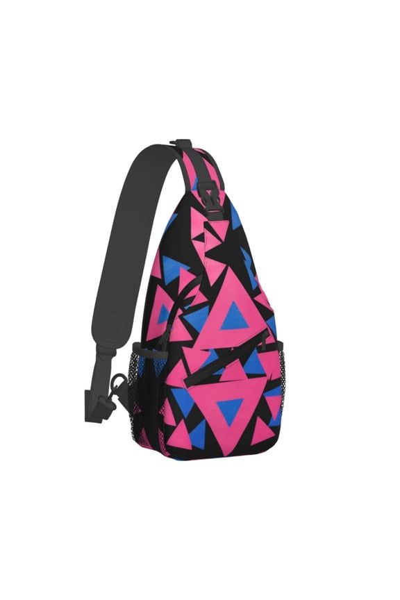 Women Men Bisexual Pride Triangles Flag Crossbody Sling Bag Casual Chest Bakpack