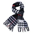 thumbnail image 1 of Women Men Black Check Plaid Scarves Warm Soft Scarf with Fringes, 1 of 5