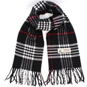 TZ PROMISE Women Men Black Plaid Scarves Classic Warm Soft with Fringes for Winter