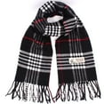 thumbnail image 1 of TZ Promise Women Men Black Plaid Scarves Classic Warm Soft with Fringes for Winter, 1 of 2