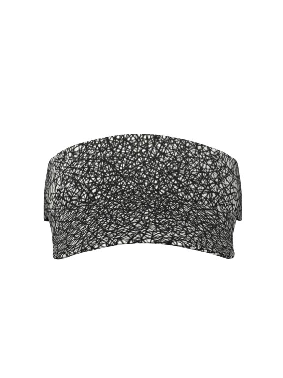Women Men Black Scribbles Pattern Adjustable Fit Runners Sports Sun Visor
