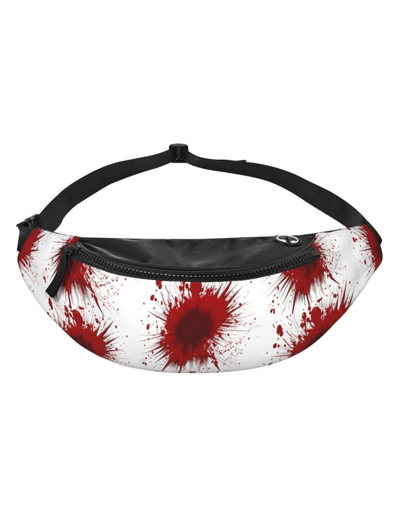 Women Men Bloody Splatter Pattern Fanny Pack Sling Crossbody Bag for Outdoor Travel Sports Hiking