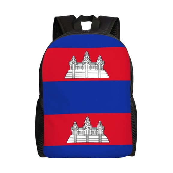 Women Men Cambodian Flag Backpack Lightweight Rucksack Casual Daypack For Laptop Trave