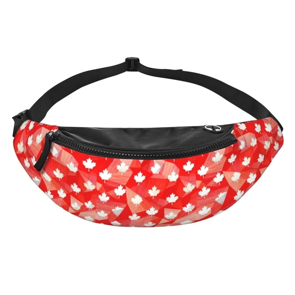 Women Men Canada Maple Leaf Print Fanny Pack Sling Crossbody Bag for Outdoor Travel Sports Hiking