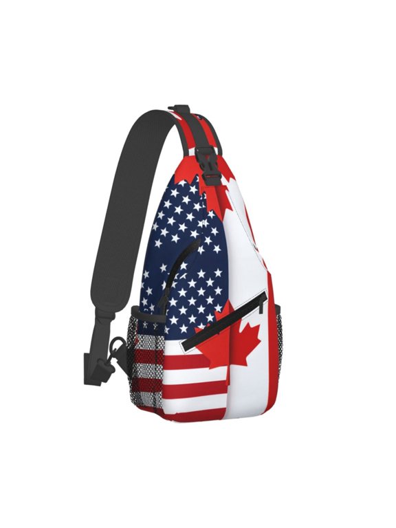 Women Men Canada Us Friendship Flag Combination Sling Backpack Casual Shoulder Sling Bag Gym Travel Hiking Daypack