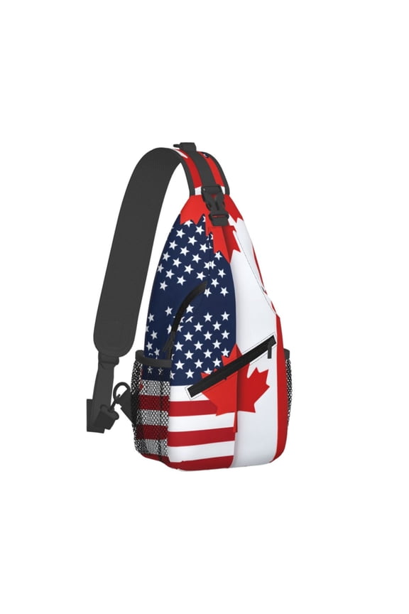 Women Men Canada Us Friendship Flag Combination Sling Backpack Casual Shoulder Sling Bag Gym Travel Hiking Daypack