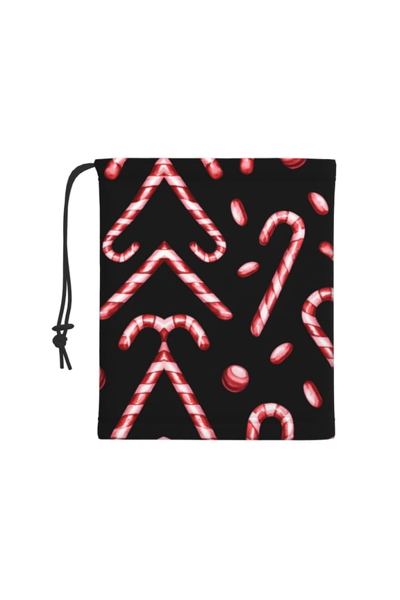 Women Men Candy Cane Print Neck Gaiter Warmer Winter Fleece Scarves Beanie Hat