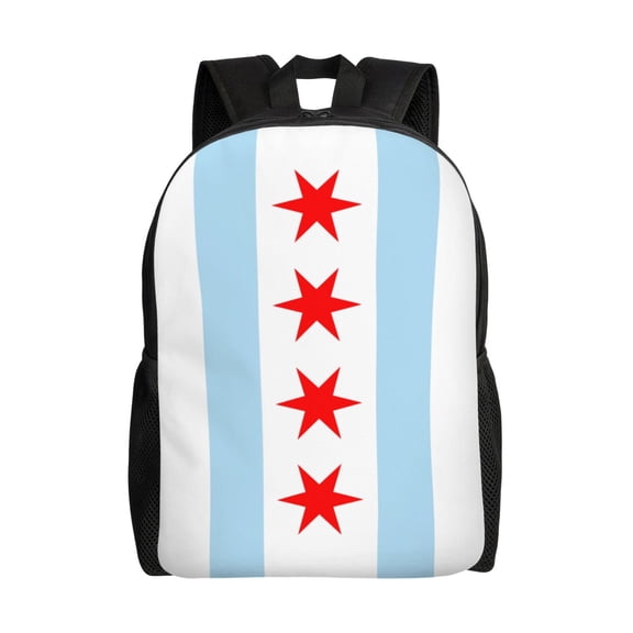 Women Men Chicago City Flag Backpack Lightweight Rucksack Casual Daypack For Laptop Trave