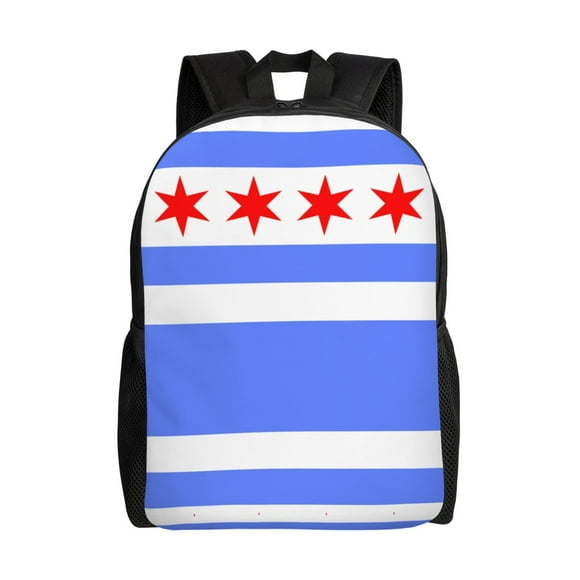 Women Men Chicago Flag Style Backpack Lightweight Rucksack Casual Daypack For Laptop Trave
