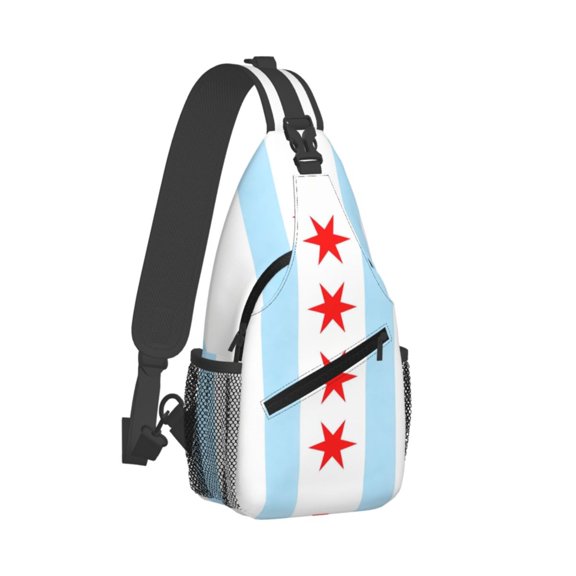 Women Men Chicagoan City Flag Sling Backpack Casual Shoulder Sling Bag Gym Travel Hiking Daypack