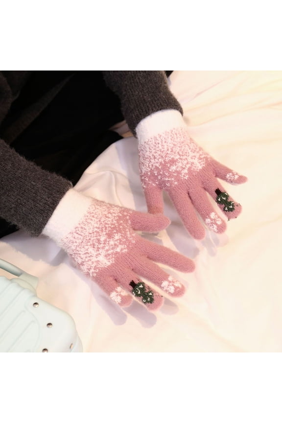 Women Men Christmas Winter Gloves,Snowflake Christmas Tree Warm Gloves,Winter Touchscreen Santa Tree Knit Gloves Elastic Thermal Texting Warm Mittens Gifts
