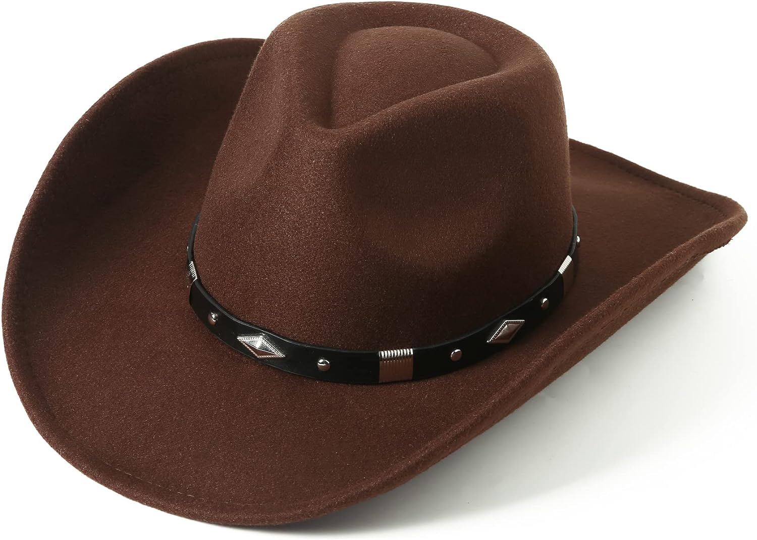 Women Men Classic Felt Wide Brim Western Cowboy Cowgirl Hat  display picture 3