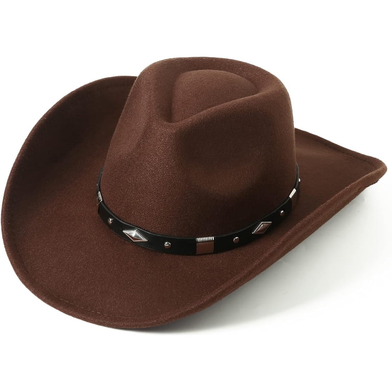Women Men Classic Felt Wide Brim Western Cowboy Cowgirl Hat  display picture 1