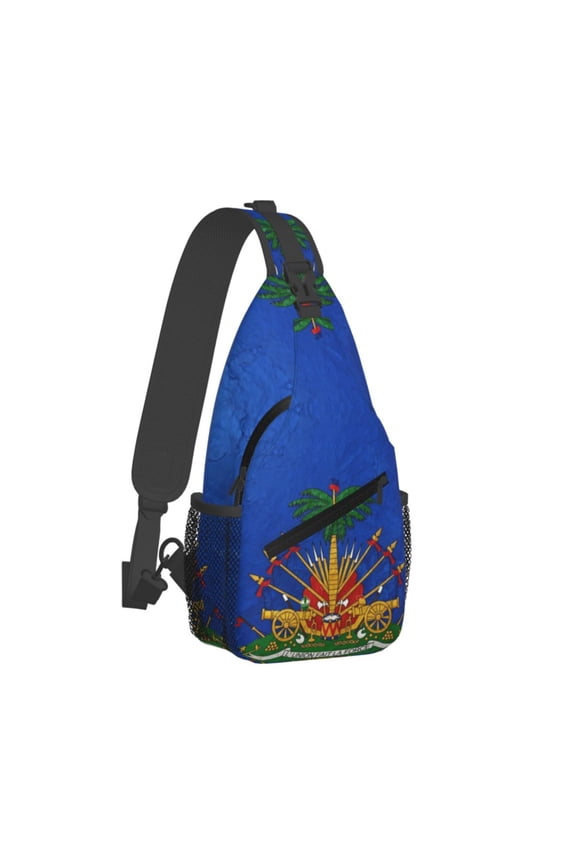 Women Men Coat Arms Of Haiti Sling Backpack Casual Shoulder Sling Bag Gym Travel Hiking Daypack