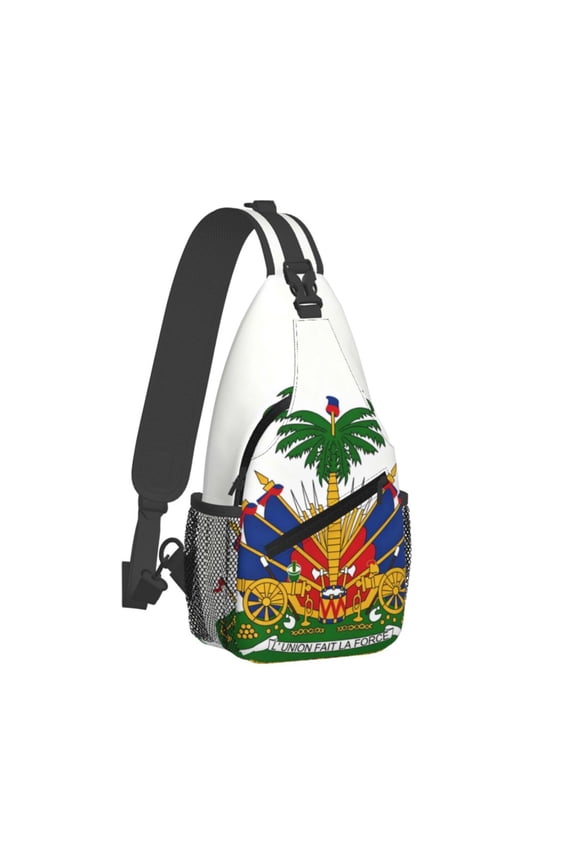 Women Men Coat Of Arms Of Haiti Sling Backpack Casual Shoulder Sling Bag Gym Travel Hiking Daypack