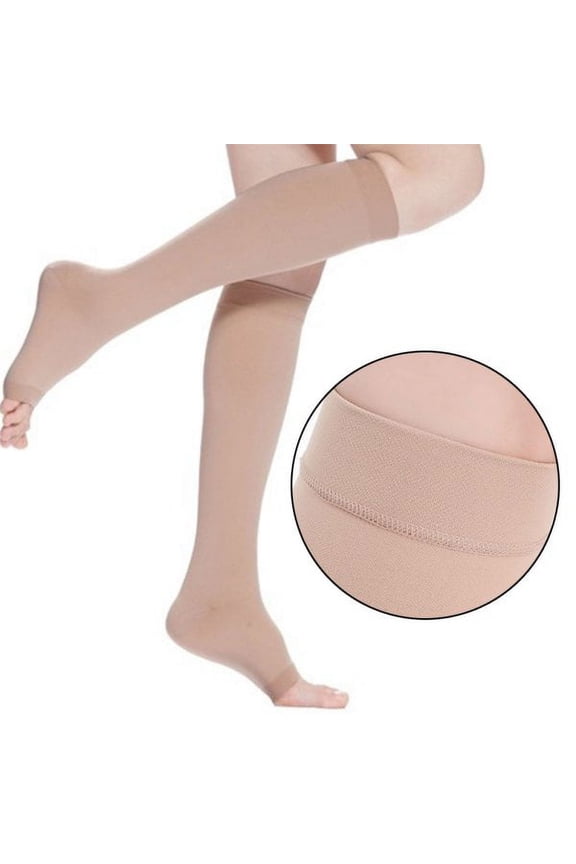 Women Men Compression Socks Open Toe Knee High Leg Support Sports Stockings