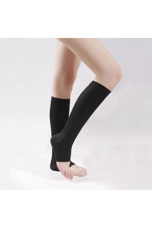 Women Men Compression Socks Open Toe Knee High Leg Support Sports Stockings