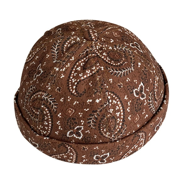 Women/Men Cotton Beanie Hat, Soft Skin-friendly Fashion Retro Flower Print Adjustable Buckle Cap Headwear for Hip-hop Dancing Shopping Travelling Daily Wear