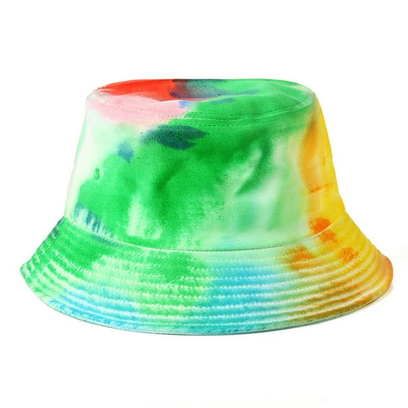 Women Men Cotton Gradient Colored Hip Hop Wide Brim Bucket Hat Baseball Cap