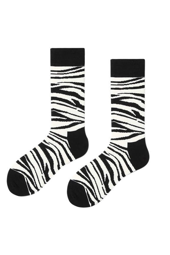 Women Men Couple Hip Hop Street Funny Crew Socks for Creative Black White Zebra StripesAn1ma1Printed Harajuku Skateboard Mid Tube Ankle Hosiery