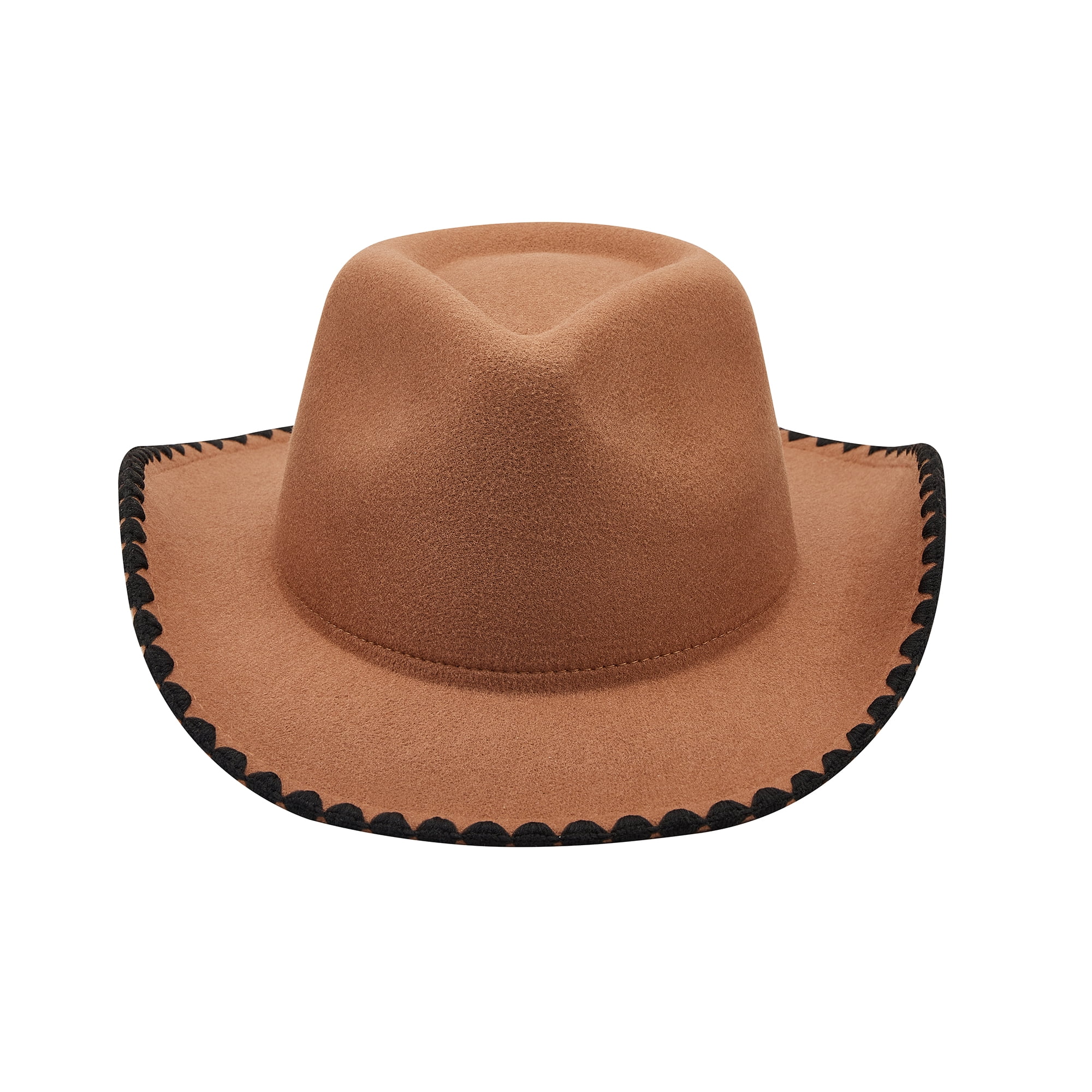 Women Men Cowboy Hat, Roll-up Wide Brim Contrast Color 